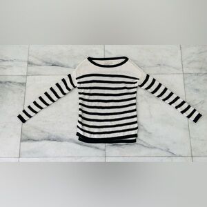 Ann Taylor LOFT Sweater Navy White Stripe Pullover Long Sleeve Cotton Womens M